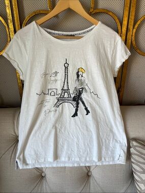 White Paris Graphic Tee with Yellow Accent